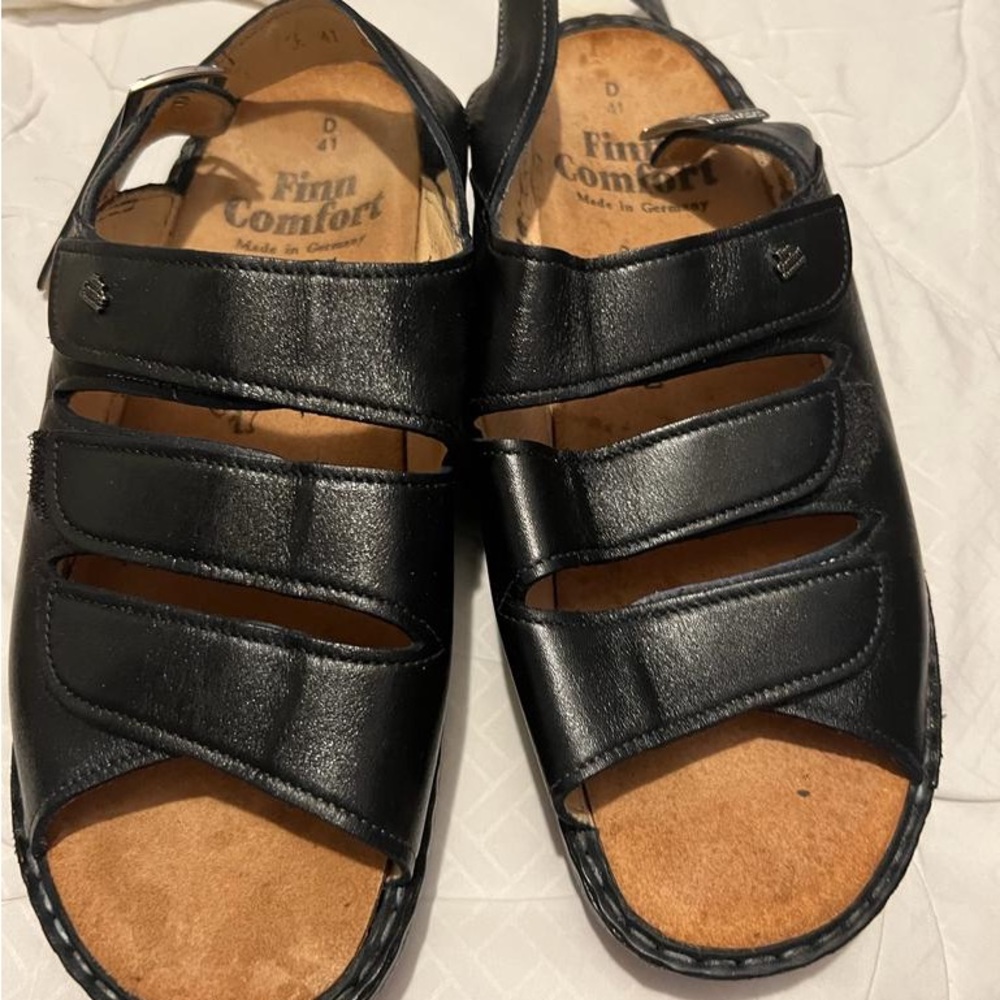 Finn Comfort Andros Black Leather Soft Footbed - Picture 2 of 10